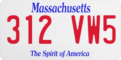 MA license plate 312VW5