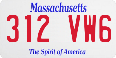 MA license plate 312VW6