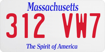 MA license plate 312VW7