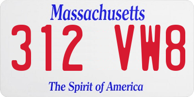 MA license plate 312VW8