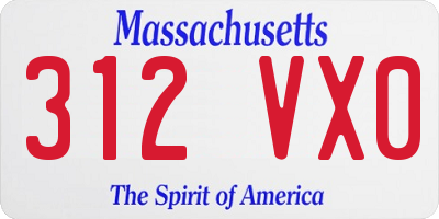 MA license plate 312VX0