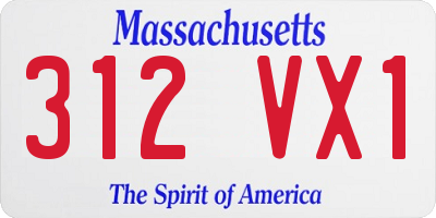 MA license plate 312VX1