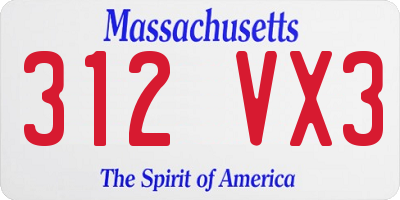 MA license plate 312VX3
