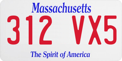 MA license plate 312VX5