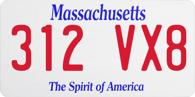 MA license plate 312VX8