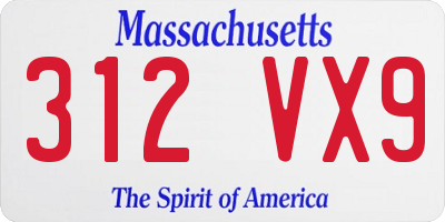 MA license plate 312VX9