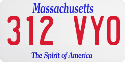 MA license plate 312VY0