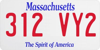 MA license plate 312VY2