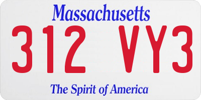 MA license plate 312VY3