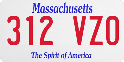 MA license plate 312VZ0