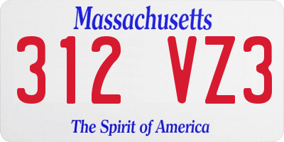 MA license plate 312VZ3