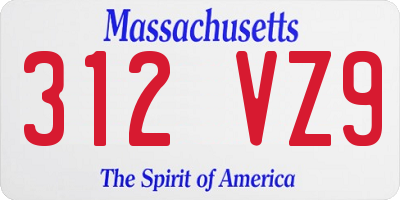 MA license plate 312VZ9