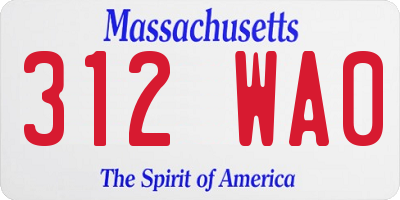 MA license plate 312WA0