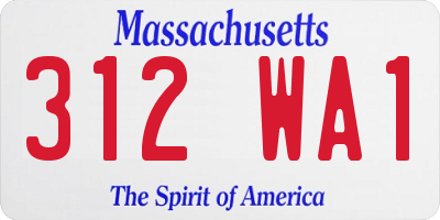 MA license plate 312WA1