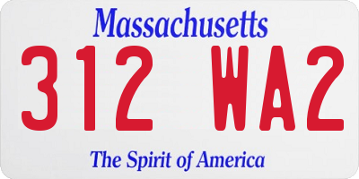 MA license plate 312WA2