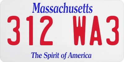 MA license plate 312WA3