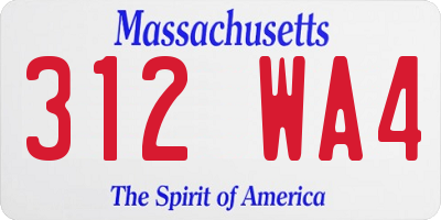 MA license plate 312WA4