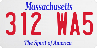 MA license plate 312WA5