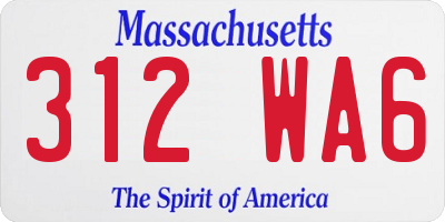 MA license plate 312WA6