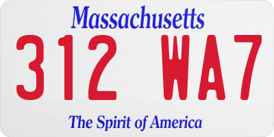 MA license plate 312WA7