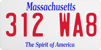 MA license plate 312WA8