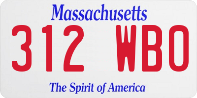 MA license plate 312WB0