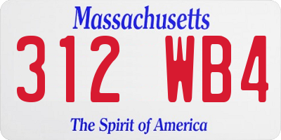 MA license plate 312WB4