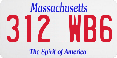 MA license plate 312WB6