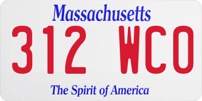 MA license plate 312WC0