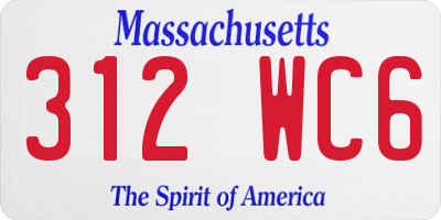MA license plate 312WC6