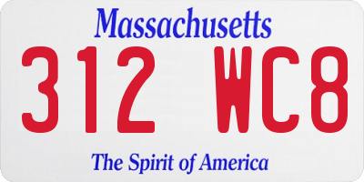 MA license plate 312WC8