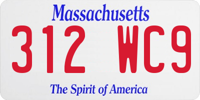 MA license plate 312WC9