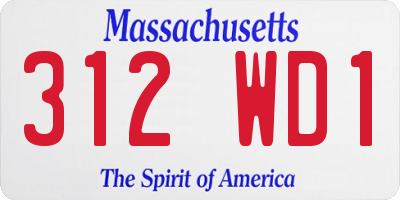MA license plate 312WD1