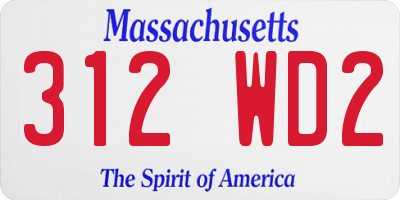 MA license plate 312WD2