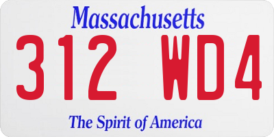 MA license plate 312WD4