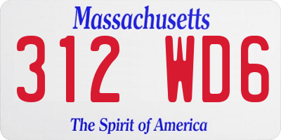MA license plate 312WD6