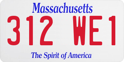 MA license plate 312WE1