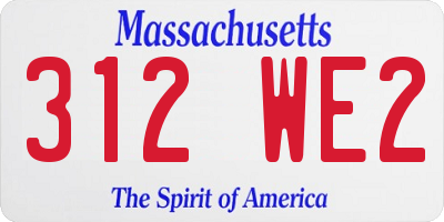 MA license plate 312WE2