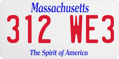 MA license plate 312WE3