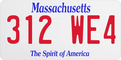 MA license plate 312WE4