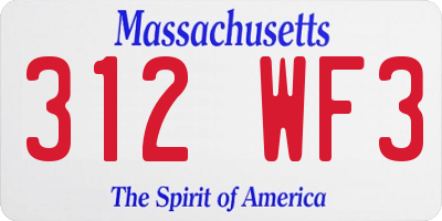 MA license plate 312WF3