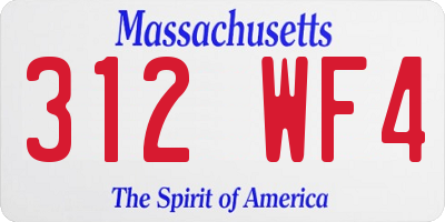 MA license plate 312WF4