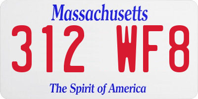 MA license plate 312WF8