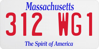 MA license plate 312WG1