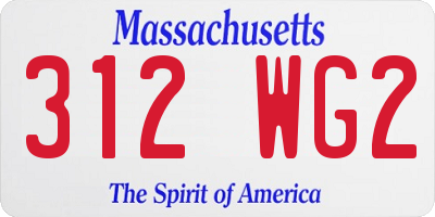 MA license plate 312WG2