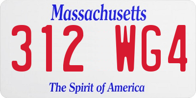 MA license plate 312WG4
