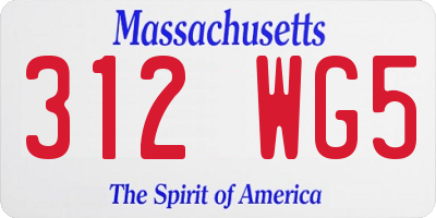 MA license plate 312WG5