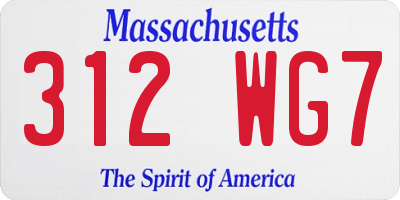 MA license plate 312WG7