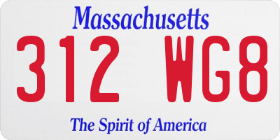 MA license plate 312WG8
