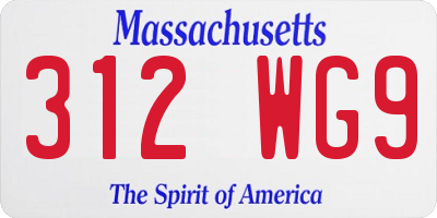 MA license plate 312WG9